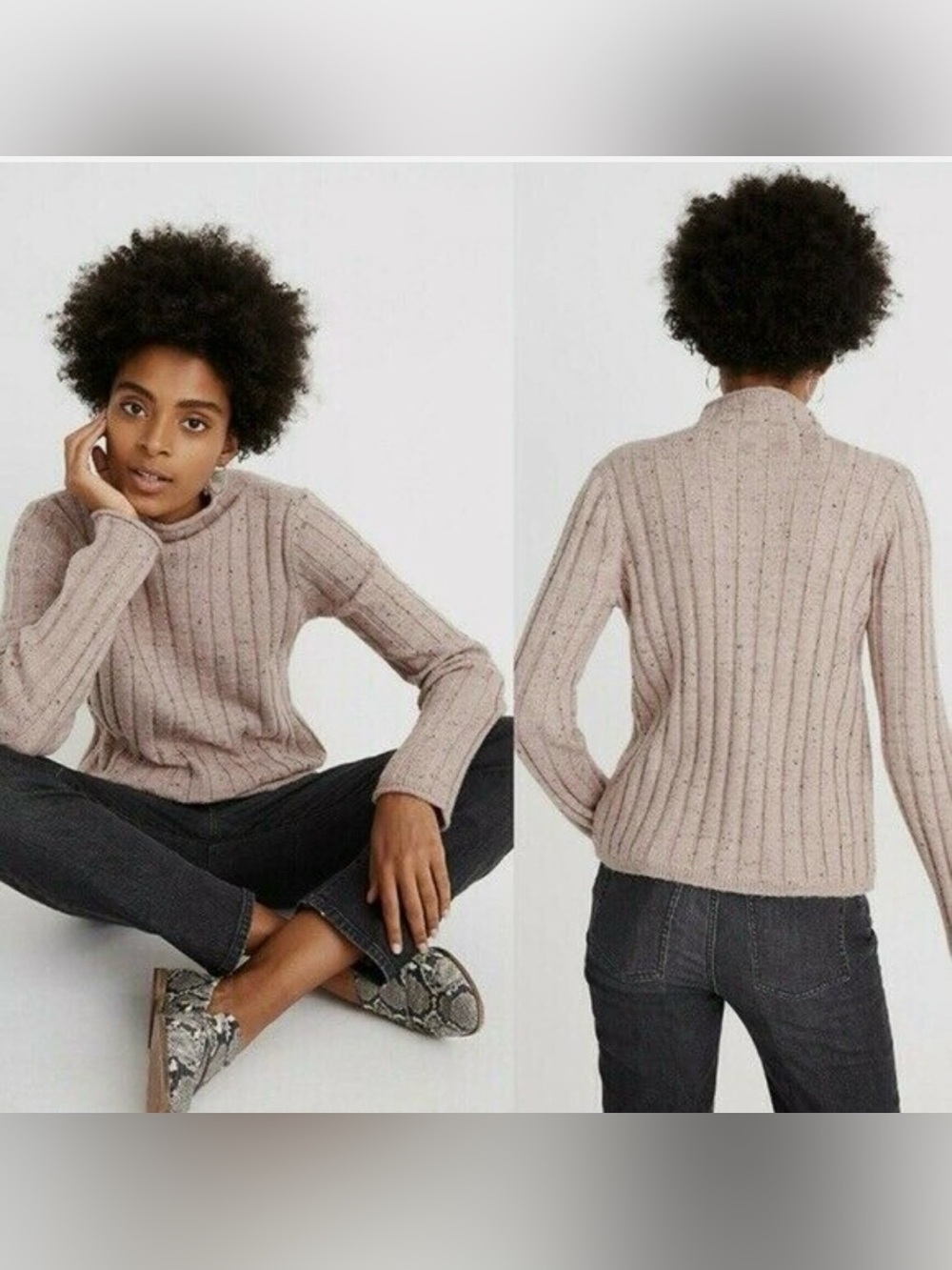 Madewell Sweater Donegal Evercrest Turtleneck XS Flecked Ribbed Cozy Yarn NWT